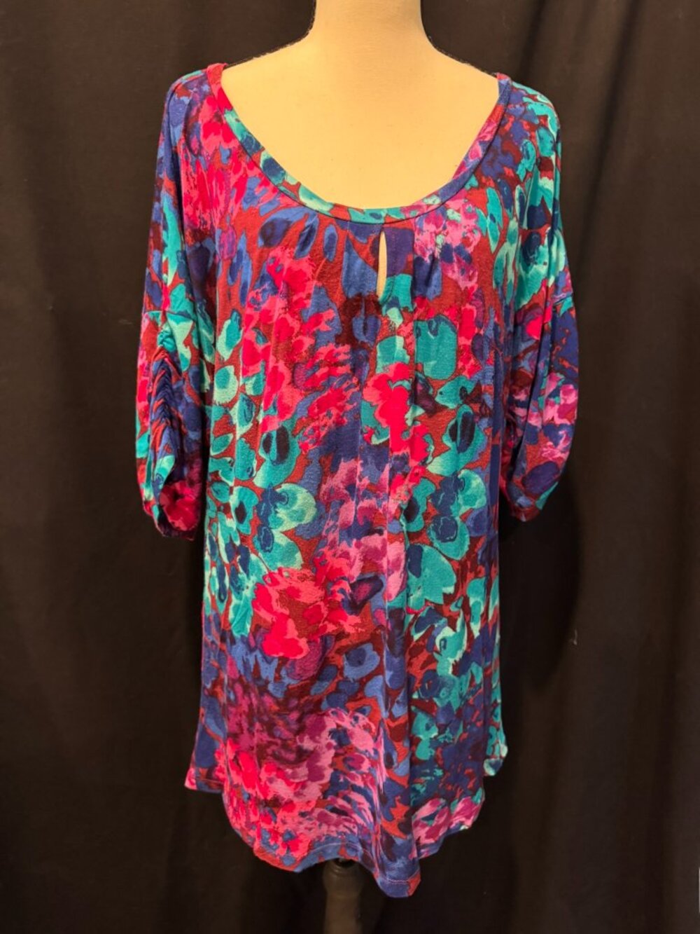 Vibrant Abstract Floral Tunic Top